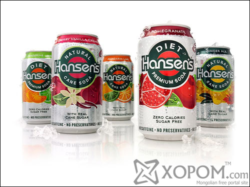Hansens Natural and Diet Sodas Aluminum Based Package Design
